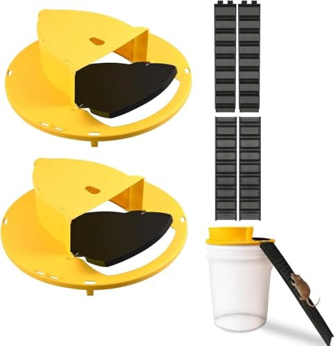 Mofarbe Mäusefalle Eimer mit Klappdeckel, Mausefalle, Eimer für drinnen und draußen, humane Mausefalle, Eimer, automatischer Reset-Mausefalle, Eimer-Deckel, 1,8 l Eimer kompatibel (Gelb)