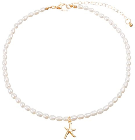 CharmBurst 14K Perlmutt Kokernacken, Trendige Goldplattierung, Handgemachtes Schmuckgeschenk, Muschelkette, Boho Schmuck, Meerjungfrau Accessoires für Damen