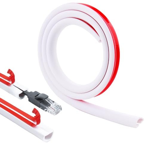 Cable Trunking Self Adhesive (1m) – Wire Hider for Cables, Flexible Conduit Trunking for Electric Cables, Wall Cable Covers for Hiding TV Cables, Easy-to-Install Wire Trunking for Home