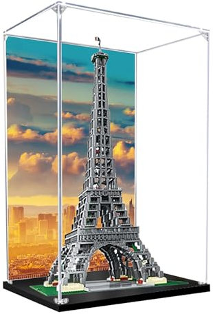 Acryl-Vitrine für Lego 10181 Eiffelturm, Modell Paris, 3 mm staubdichte Schaukasten, Vitrine kompatibel mit Lego 10181 (Modell nicht im Lieferumfang enthalten) (Hintergrund 3 mm A)