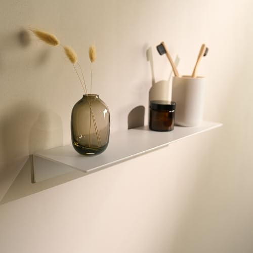 Designfabrik Hamburg Wandregal | 42 cm Weiß | Kleberegal ohne Bohren | Duschregal selbstklebend | Ablage für Bad, Gästebad, Küche |Pulverbeschictet | Modernes Design | Aus Metall