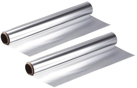 Lot de 2 rouleaux de feuille d'aluminium antiadhésive pour four de cuisson, feuille d'aluminium avec bords coupants pour une cuisson efficace