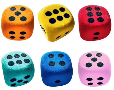 Grandi Dadi In Schiuma, 6 Dadi Morbidi In Spugna Da 4 Cm Con Bordi Arrotondati, Giocattolo Sicuro con Bordi Arrotondati per Bambini 3+ - Ideale per Scuola Giochi da Tavolo Viaggi Famiglia Attività Edu
