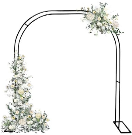 Tokenhigh Garden Arch Arbour, Metal Garden Arch Trellis, 240x220cm Outdoor Plant Support Archway, Heavy Duty Arbor Pergola for Flowers Climbing Plants, Large Wedding Arch for Ceremony (Black)