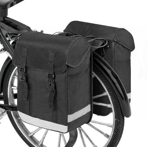 Yaskyly 33L Fahrradtasche Doppeltasche, Fahrradtaschen für Gepäckträger Gepäckträgertasche Satteltaschen Doppeltasche Fahradtaschen mit Fluoreszierenden Streifen Gepäckträgertaschen für Ebike Rennrad