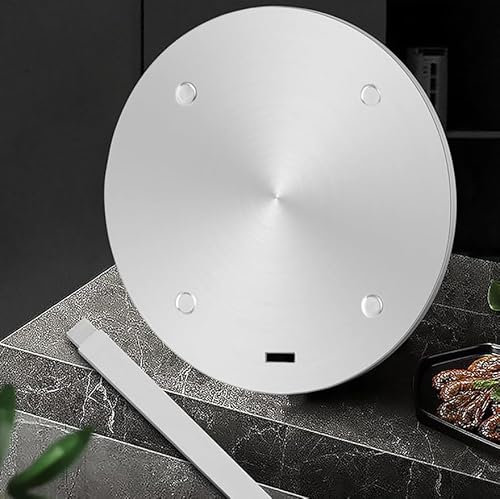 Induction Adapter Plate, 20cm Induction Hob Converter Plate, Heat Diffuser Plates Heat Diffuser Ring Plates with Removable Insulating Handle for Electric Gas Glass Stove (Sliver)