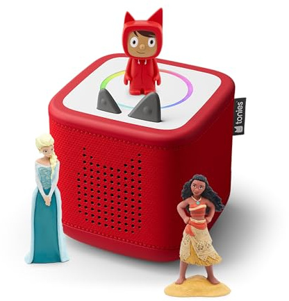 tonies Toniebox 2 Pack Boite à Histoire pour Enfant 1 à 9 Ans, Robuste & Facile à Utiliser, avec Vaiana, Elsa, Rouge