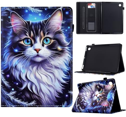 Rosbtib Case for Samsung Galaxy Tab A11+ Plus 2025 Case Maine cat | 11 Inch PU Leather Flip Cover with Multi-Angle Viewing Angles & Card Holder & Elastic Band for Galaxy Tab A9+