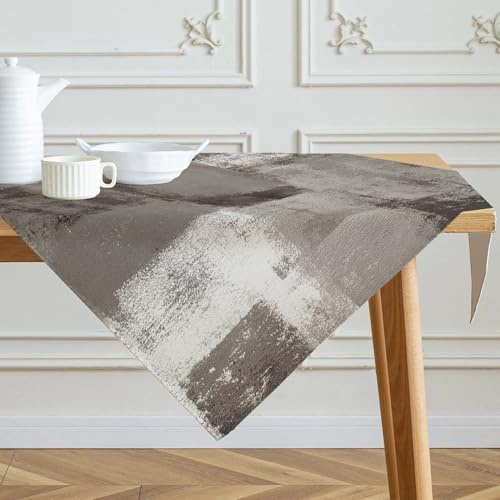 Tischdecke 85x85 cm Grau Braun Mittelläufer Modern Kunst Gemälde Tischdecken Kurz Tisch Deko Abwaschbar Dekoration Aesthetic Tischdecke für Herbst Party Hochzeiten Feiertage Geburtstag
