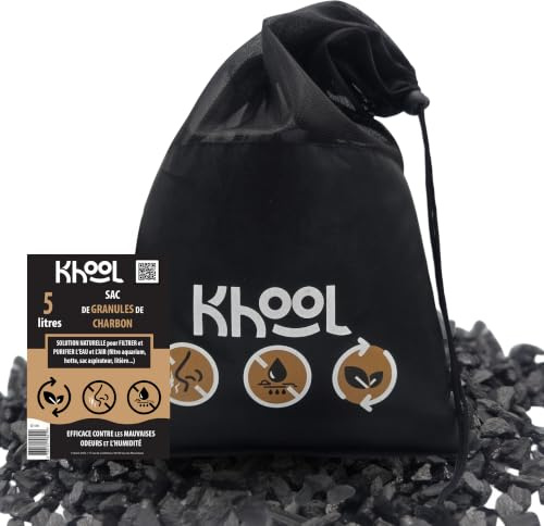 KHOOL | Bambuskohlegranulat | 5 l | Filtration Aquarium, Filter Dunstabzugshaube | Luftreiniger, geruchshemmend | umweltfreundlich und sparsam