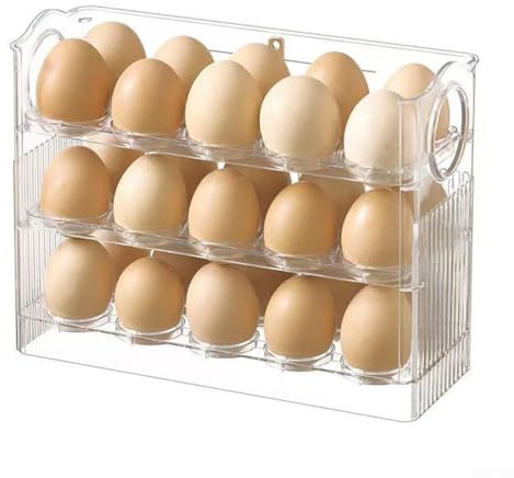Automatisches Eierregal mit Kühlschrank-Seitentür für saubere und sichere Aufbewahrung von Eiern (transparent)