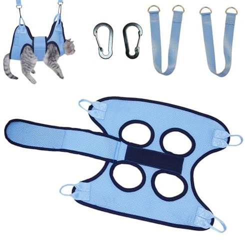 Dog Grooming Hammock Kit (S Size), Upgraded Pet Grooming Harness & Cat Gr-ooming Hammock for Bathing, Nail Trimming,Includes Dog Groom-ing Restraints, Pet Groom-ing Tools Holder & Supplies