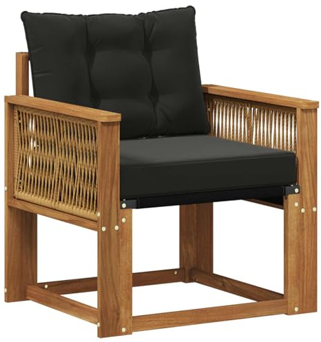vidaXL Outdoor Mittelsofa Massivholz Akazie Natur, Balkon Garten Sofa, rechteckige Garten-Lounge Sitzgruppe, strapazierfähige Möbel für entspannte Terrassenstunden