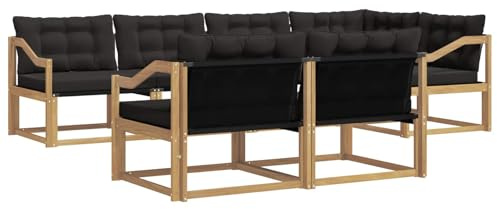 vidaXL Outdoor-Sofagarnitur mit Kissen 7 pcs Weiß und Schwarz, Garten-Sofa, modernes Outdoor-Möbel, strapazierfähige Lounge, Sitzgruppe für Terrasse und Komfort