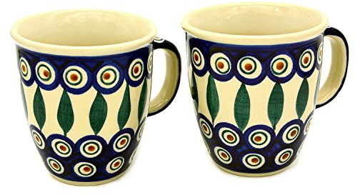 Bunzlauer Becher-Set aus 2 Bechern Mars 260 ml (Dekor Pfauenauge)