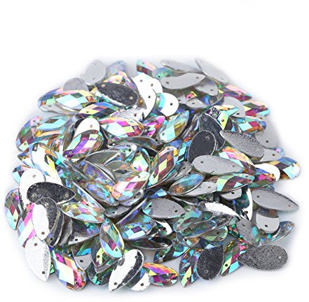 Flache Rückseite Strasssteine, DIY Glitzerstein Schmuckstein zum Aufnähen Kleidung Tasche Deko Perlen 200pcs(Nr.1)