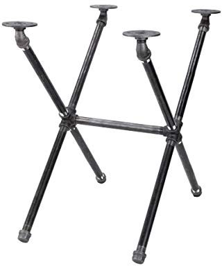 Industrial Pipe Decor Table Leg Set, Rustic End Table Side Table Base Kit, Dark Grey/Black Steel Metal Pipes Vintage Furniture Decorations DIY Coffee Table Legs Mid Century Modern, Crisscross Style