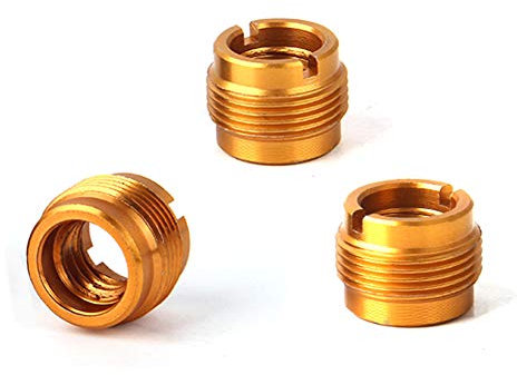 lasenersm Microphone Stand Adapter, 3 Pieces 5/8'' Male to 3/8'' Female Threaded Nut Screw Adapters, Golden
