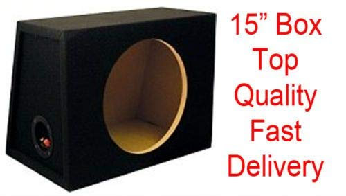 15 Inch 38cm Single Sealed Black Carpeted Car Subwoofer Box Enclosure !