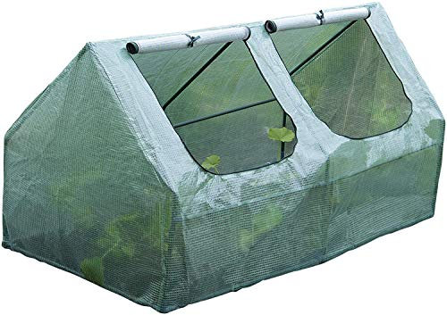 Garden Grow Cloche, Outdoor Greenhouse PE Polytunnel with Windows for Plants & Vegetables, L180.5 x W92 x H92cm (Garden Cloche)