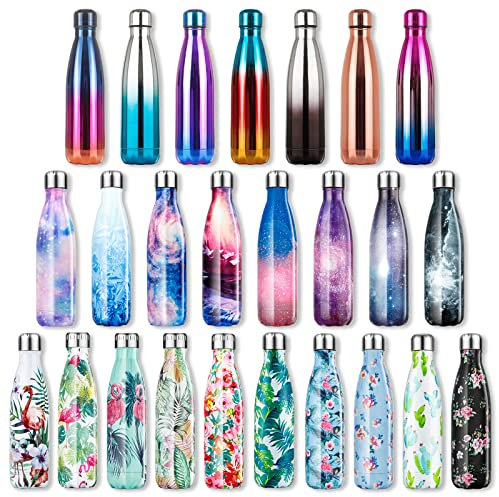 Lalafancy Bouteille d'eau en Acier Inoxydable sans BPA Réutilisable Thermos Double Paroi Isolée Sous Vide Gourde Isothermes - Froid 24h ou Chaud 12h - 350ml / 500ml /750ml