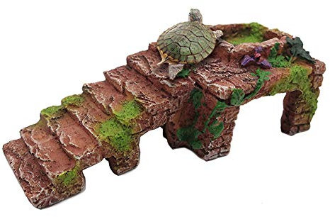 OMEM Abri pour Reptiles Décoration d'habitat Terrarium Cachette Tortue Rampement d'eau Bol d'alimentation Humidifier Caves (L)