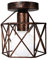 iDEGU Vintage Deckenleuchte Industrielle Deckenlampe Ø15 cm Geometrisches Käfig Design Lampenschirm Mini Deckenleuchte E27 Beleuchtung für Schlafzimmer Küche, Rost