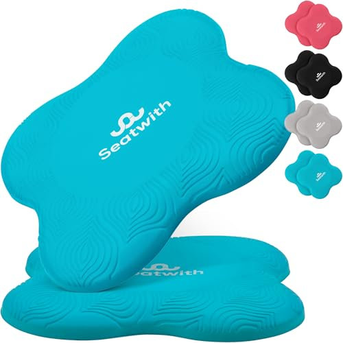 Seatwith Genouillere Yoga (Lot de 2) - Protege Genoux avec Sac de Transport + PDF d´Exercices- Soulagement & coussin protège genoux, Poignets et Coudes - 20 x 20 cm - Noir