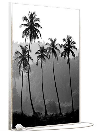 STEINFELD Bild Infrarotheizung mit Thermostat | Made in Germany | viele Motive 350-1200 Watt Rahmen silber (500W, 042h Palmen)