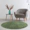 carpet city Hochflor Teppich Wohnzimmer - Einfarbig Grün - 80x80 cm Rund - Shaggyteppich Langflor Uni - Schlafzimmerteppich Flauschig Weich - Moderne Wohnzimmerteppiche