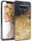 EAZY CASE Hülle kompatibel mit LG G8 ThinQ Schutzhülle mit Flüssig-Glitzer, Handyhülle, Schutzhülle, Back Cover mit Glitter Flüssigkeit, TPU/Silikon, Transparent/Durchsichtig, Gold