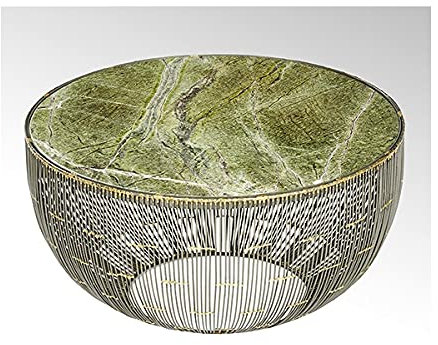 Lambert - Couchtisch, Sofatisch, Beistelltisch - Nikaho - Eisen, Rainforest Marble - grün - (ØxH) 51 x 26 cm