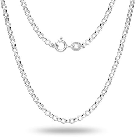LeCalla 925 Sterling Silver Italian 3 MM Rolo Belcher Link Chain Necklace for Men and Women 24 Inches