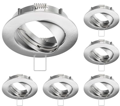 ledscom.de 6 Stück Deckeneinbaurahmen CIRC, rund, schwenkbar, aluminium matt