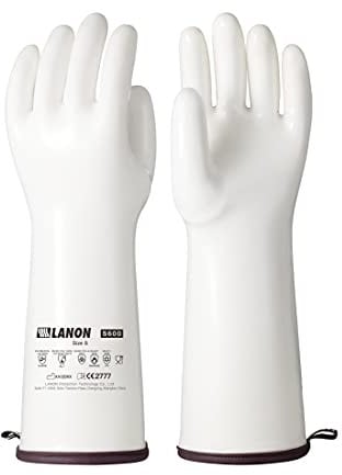 LANON 38cm Flüssig Silikon Hitzebeständige Grillhandschuhe, Topfhandschuhe, Backhandschuhe, Ofenhandschuhe, Grillen, Backen, Kochen, Rutschfest, Wasserdicht, Weiß, M/8