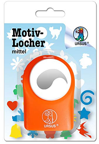 Ursus 19520050 - Motivlocher mittel, Welle, aus Kunststoff mit Metallstanze, Durchmesser ca. 25,4 mm, für Papierqualitäten von 160-220 g/qm, mit Druckknopffunktion für eine einfache Handhabung