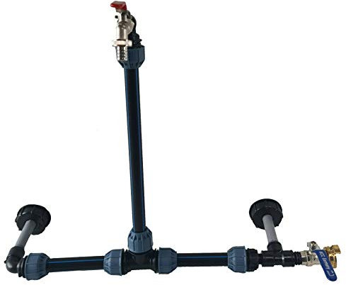 IBC Verbindungssets für 1-3 Wassertanks inkl. 1/2 Schwanenhals; mit oder ohne 1/2 Containerauslaufhahn, Größe: 2 Container mit Auslaufhahn