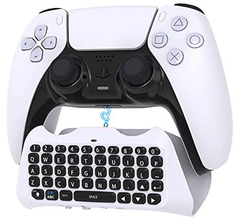 FASTSNAIL Keyboard for PS5 Controller, Wireless Bluetooth Keypad Chatpad for Playstation 5 Dualsense Edge Controller, Keyboard Built-in Speaker with 3.5mm Audio Jack for Messaging and Game Live Chat
