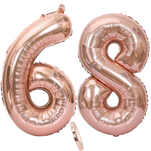 Ballons nombre 68 rosegold numéro 68 Ballon 68 rosegold film plastique 68e anniversaire deco femme, 32 pouces Grand ballon nombre 68 géant hélium film 68 ans anniversaire femme deco femme