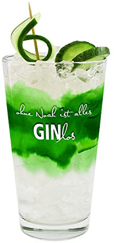 Herz & Heim® Gin & Tonic Longdrink Glas mit Namen,Motivauswahl, personalisiert (Alles GINlos)