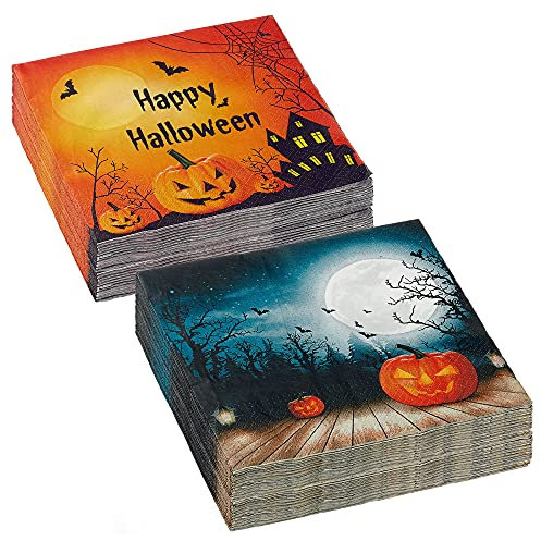 Servietten 40er Set │ 2 Motive Halloween │ 3lagige Papierserviette 33x33cm │stoffähnlich Tuch Partyzubehör (40er Set Serviette Halloween)