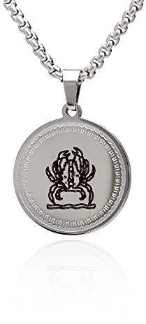 LaraZeidler Berlin Sternzeichen Kette individuelle Namen Datum Gravur auf der Rückseite für Damen und Herren Edelstahl mit Tierkreis Sternbild Zodiac Anhänger Krebs