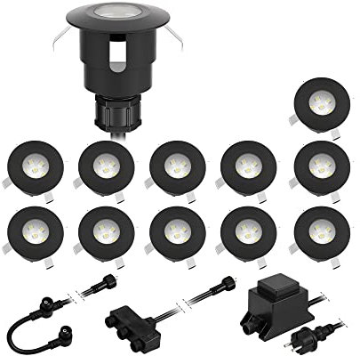 ledscom.de LED Bodeneinbauleuchte ATRIA für außen, IP65, schwarz, rund, 40mm Ø, warmweiß 12er Set