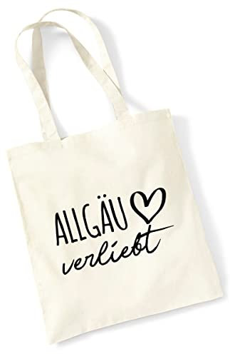 huuraa Jutebeutel Allgäu verliebt Stoffbeutel Baumwolle 10 Liter Natural mit Namen deiner lieblings Region Geschenk Idee für Freunde und Familie