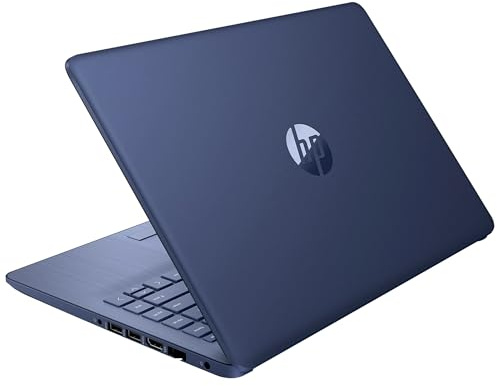 HP 14 HD Laptop, Windows 11, Intel Celeron Dual-Core Processor Up to 2.60GHz, 4GB RAM, 64GB SSD, Webcam, Dale Blue (Renewed)