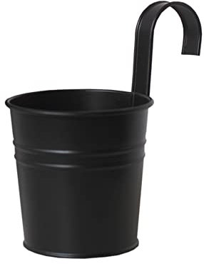 4 macetas de metal negro para valla colgantes, macetas de balcón, jardineras de jardín, decoraciones de jardín con ganchos desmontables
