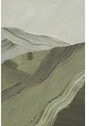 SLEA Handgemalte Acrylbilder,Abstrakte Grüne Berglandschaft Moderne Handgemalte Ölgemälde Dicke Textur Originalvorlage Leinwand Wandkunst Messer Wandbild Für Wohnzimmer Büro Wohnkultur,50X100Cm(19.6
