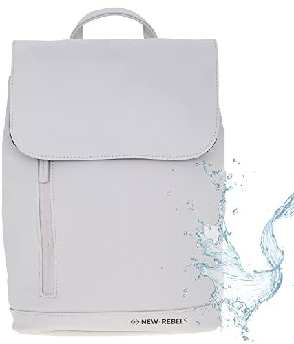 New Rebels Rucksack Damen Daley Fashion small Damenrucksack Mini Handtasche Plane 51.1312 + Schlüsseletui (Hellgrau Beige 06)