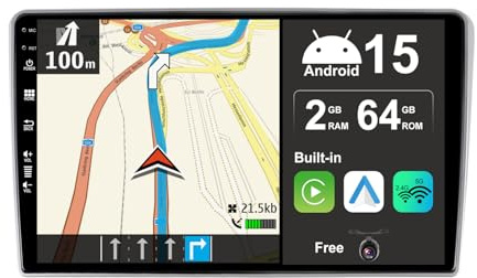 JOYX Android 15 IPS Autoradio Passt für Toyota Avensis (2002-2008) - Eingebautes CarPlay Android Auto - KOSTENLOS Rückfahrkamera - 2G+64G - 9 Zoll 2 Din - DSP DAB Lenkradsteuerung WiFi Fast-boot 4G BT