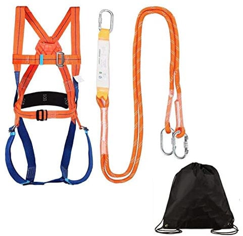 WEIKAXIMU Klettergurt, Befestigender Absturzsicherung Klettergute,Klettergeschirr Herren (Auffanggurte 1,8 m Lang mit Bandfalldämpfer)